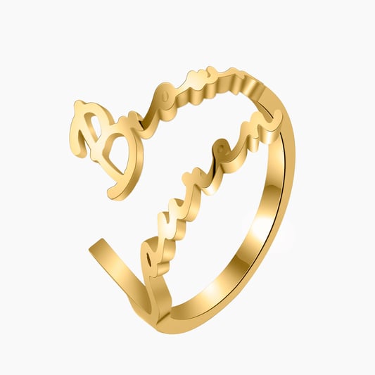 Couple Double Names Ring QR319-F62