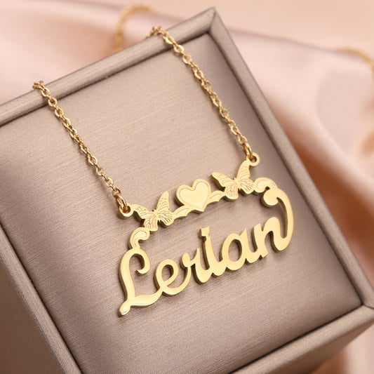 Name Necklace Pendant With Butterfly QN622